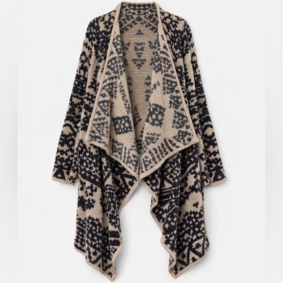 Lucky Brand Sweaters - Lucky Brand Tribal Waterfall Cardigan | Grannycore Boho Knit | Neutral Layer